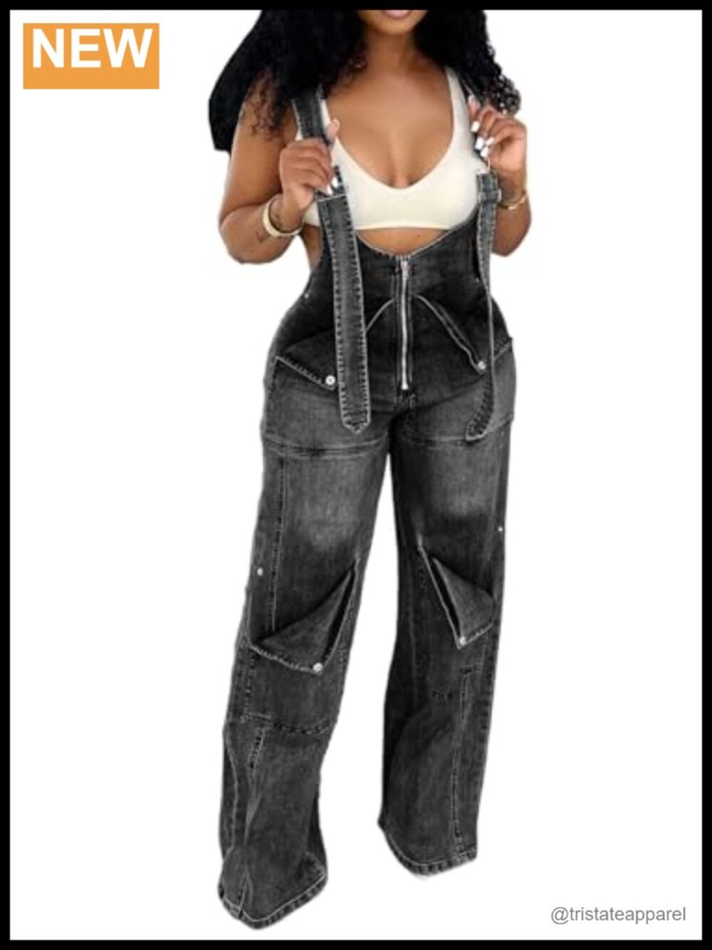 SHINFY Denim Overalls Wide Leg Bib Cargo Jumpsuit Y2K Streetwear